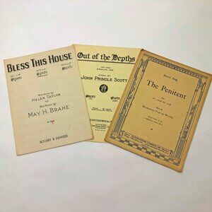 Set of 3 Music Sheets Bless this House Out of the Depths The Penitent